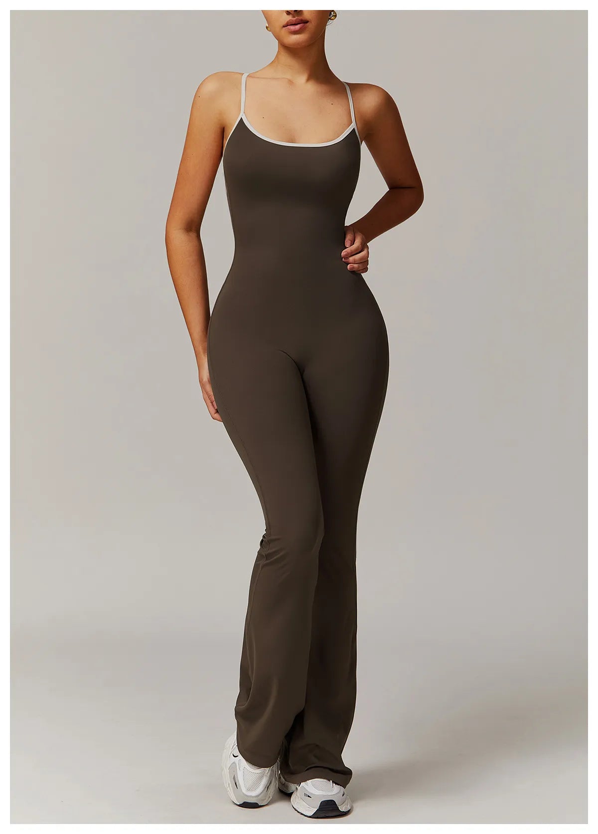 Solid Beauty-back Long Pants Jumpsuit Yoga Fitness Running Dance Slim Bodysuit Women Sports Clothing
