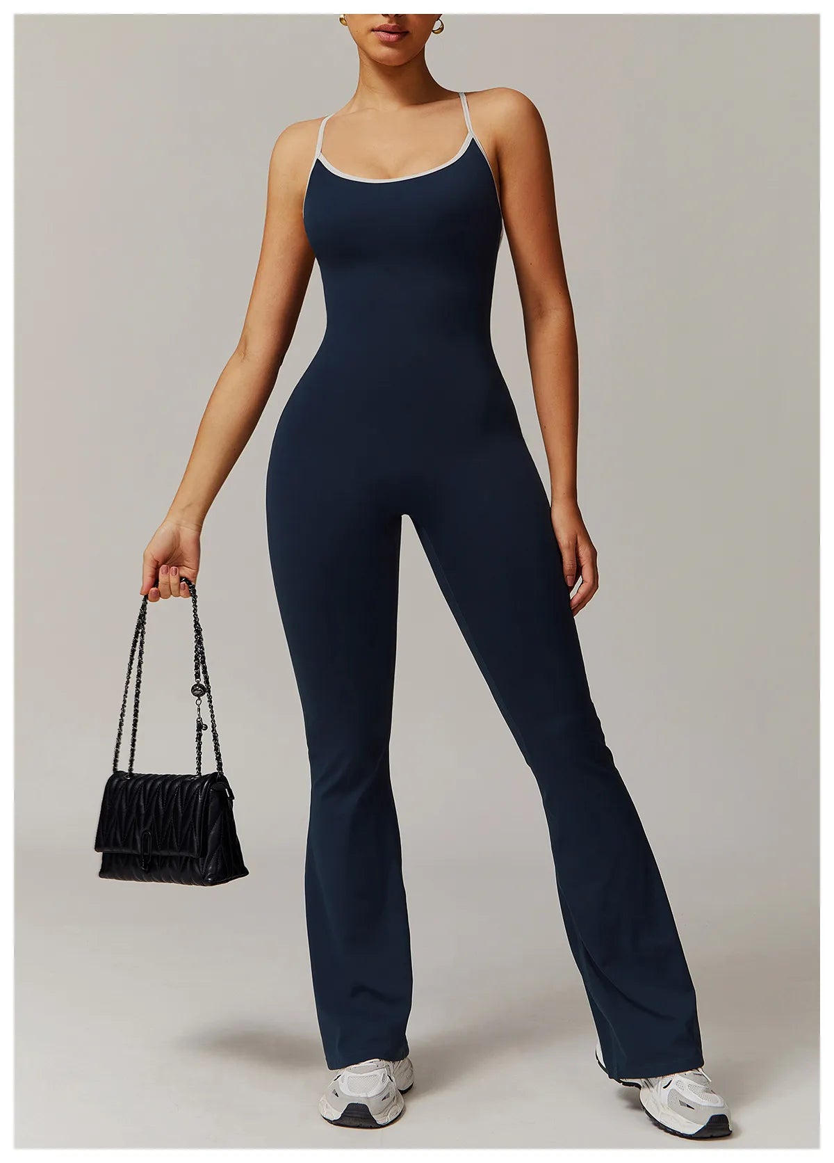 Solid Beauty-back Long Pants Jumpsuit Yoga Fitness Running Dance Slim Bodysuit Women Sports Clothing