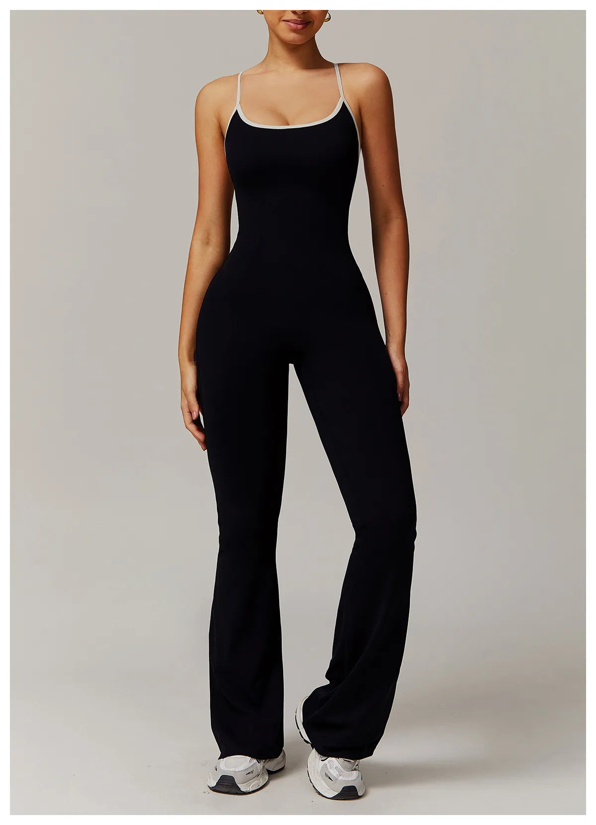 Solid Beauty-back Long Pants Jumpsuit Yoga Fitness Running Dance Slim Bodysuit Women Sports Clothing