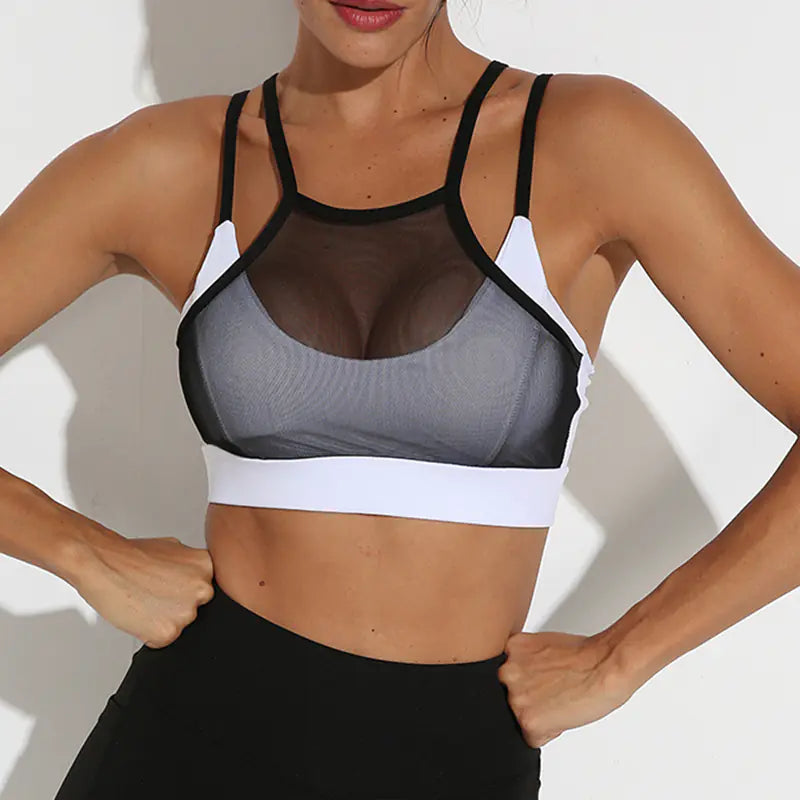Gray Mesh Sports Bra and Yoga Tank Top