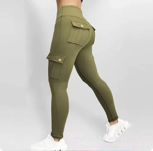 High Elastic Fitness Pants with Pockets