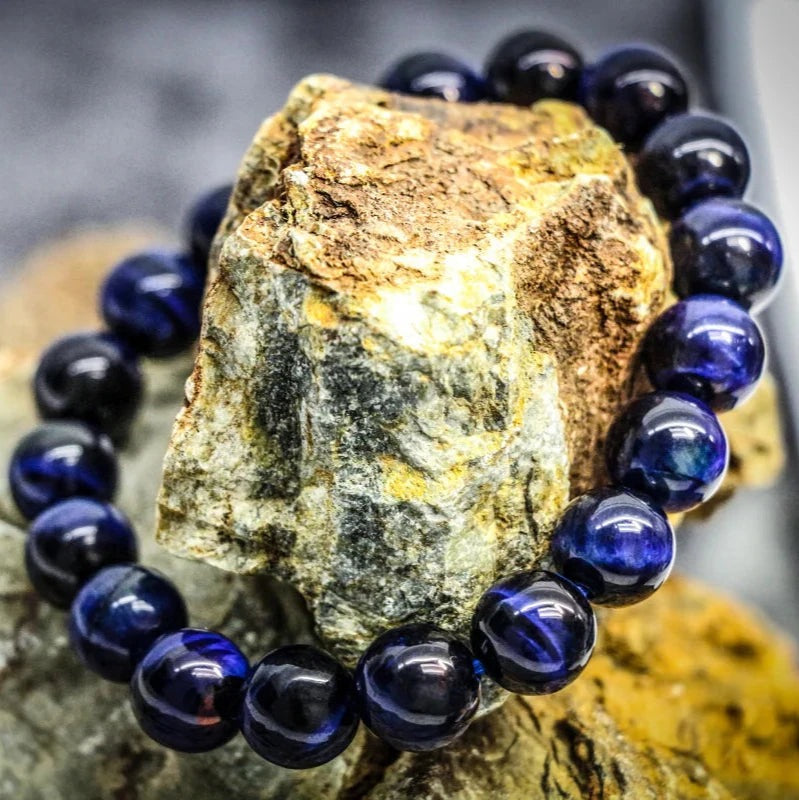 Blue Tiger Eye Stone Bracelet — Focus, Intuition & Calming Strength