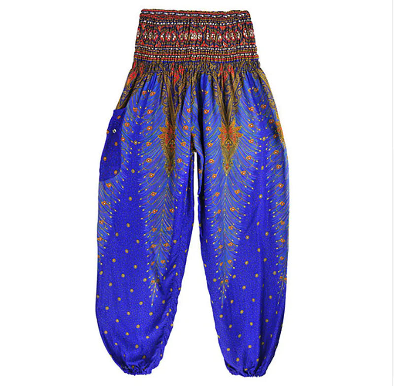 Peacock Yoga Pants - Thai Lantern Style Trousers