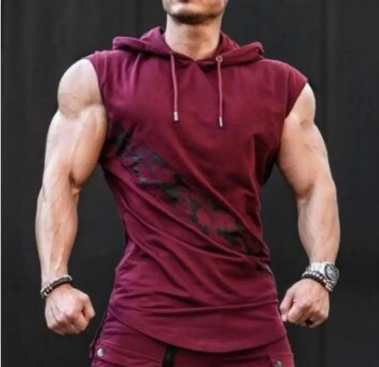 Camo Color-Blocked Short Sleeve Hoodie T-Shirt