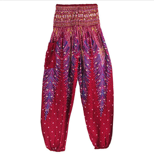 Peacock Yoga Pants - Thai Lantern Style Trousers