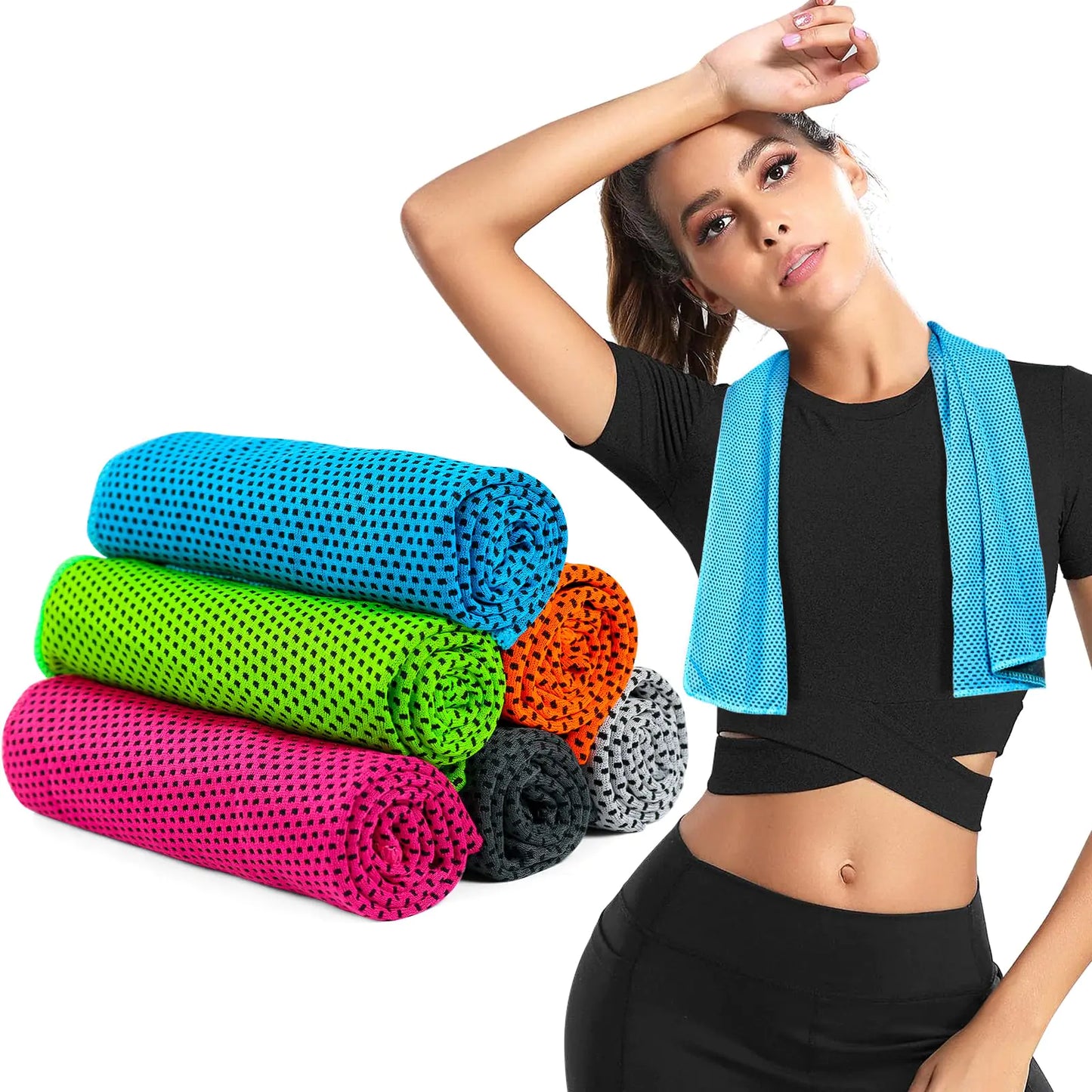 INNOLIFE 6 Pack Cooling Towels Breathable Ice Towel for Sports Gym Fitness Running Hiking Yoga (Multicolor)