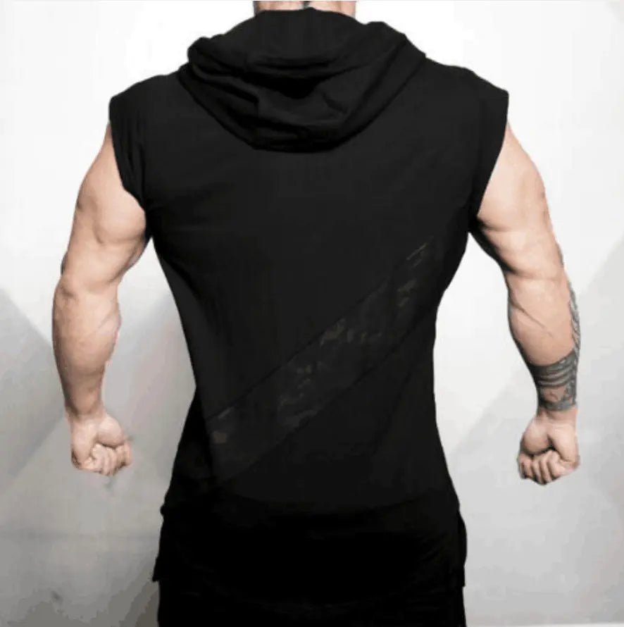 Camo Color-Blocked Short Sleeve Hoodie T-Shirt