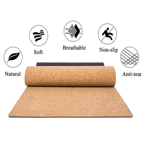 Natural Rubber Yoga Mat TPE with Cork Material