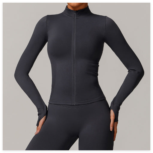 Stand Collar Zipper Yoga Clothes Warm Top Sports Running Jacket