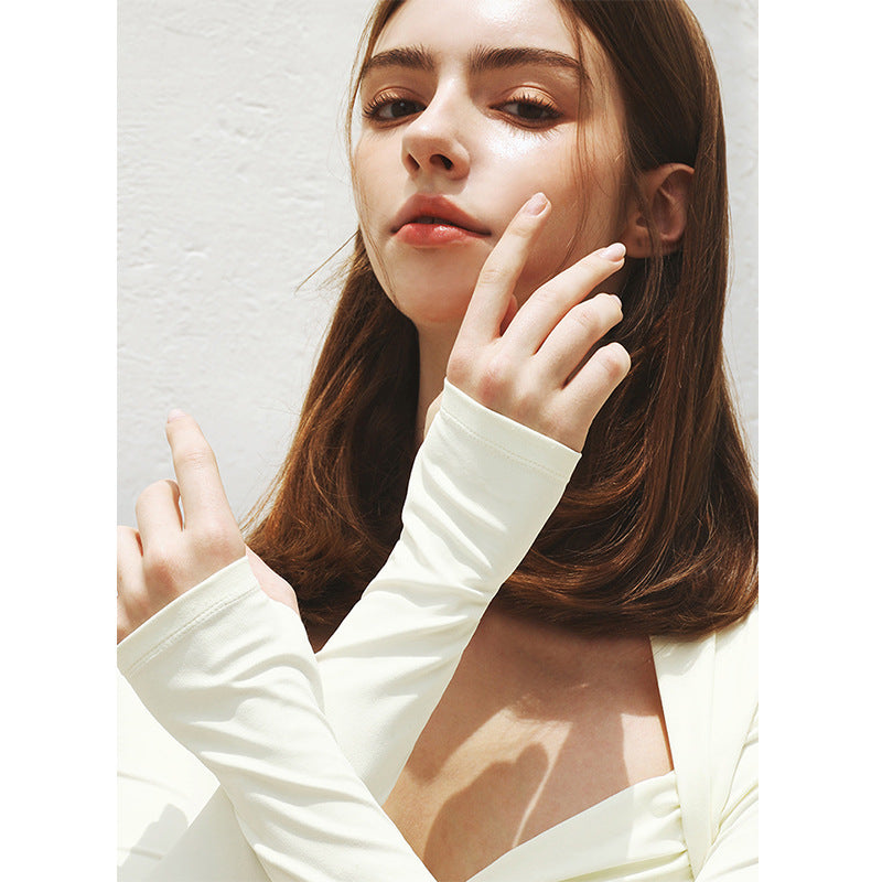 Women's Fashion One-piece Chest Pad Cross Long Sleeves Tight Yoga Clothes