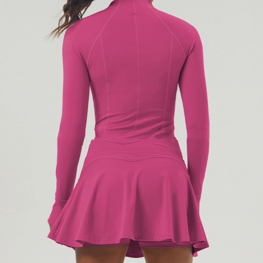 Sports Tennis Skirt Women's Zipper Yoga Clothes Short Pantskirt Suit