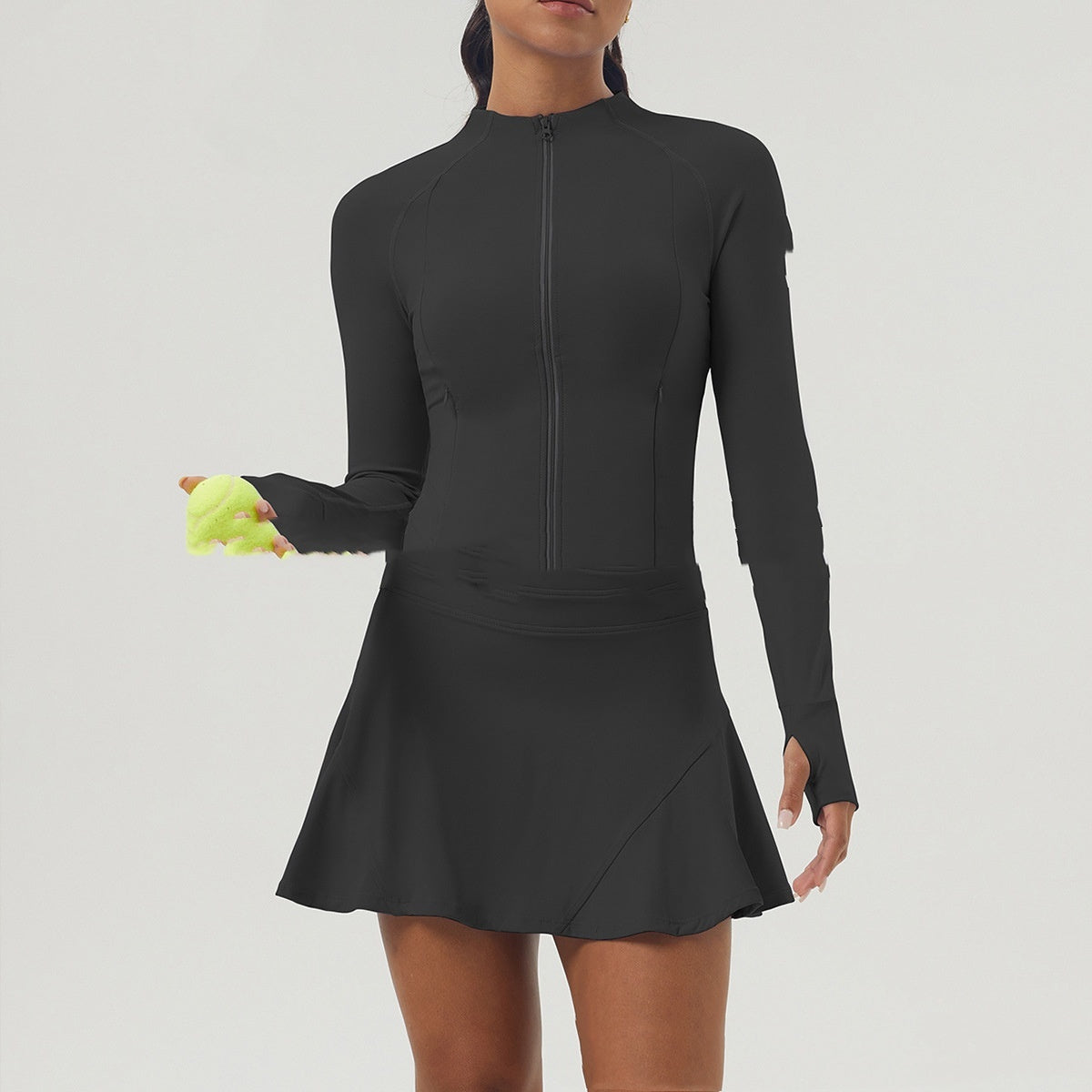 Sports Tennis Skirt Women's Zipper Yoga Clothes Short Pantskirt Suit