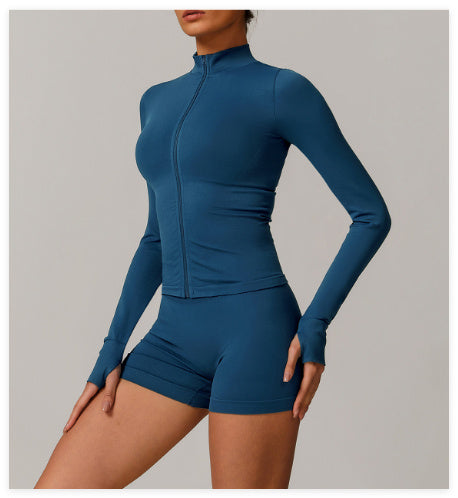 Stand Collar Zipper Yoga Clothes Warm Top Sports Running Jacket