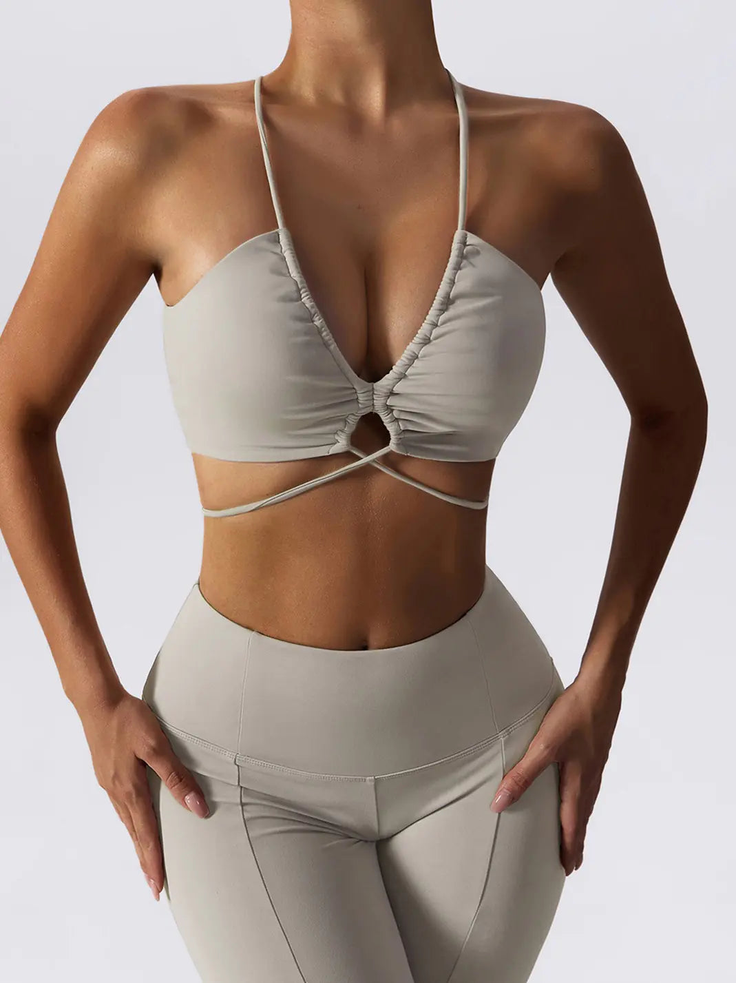 Sexy Strappy Yoga Bra and High-Waisted Leggings Set
