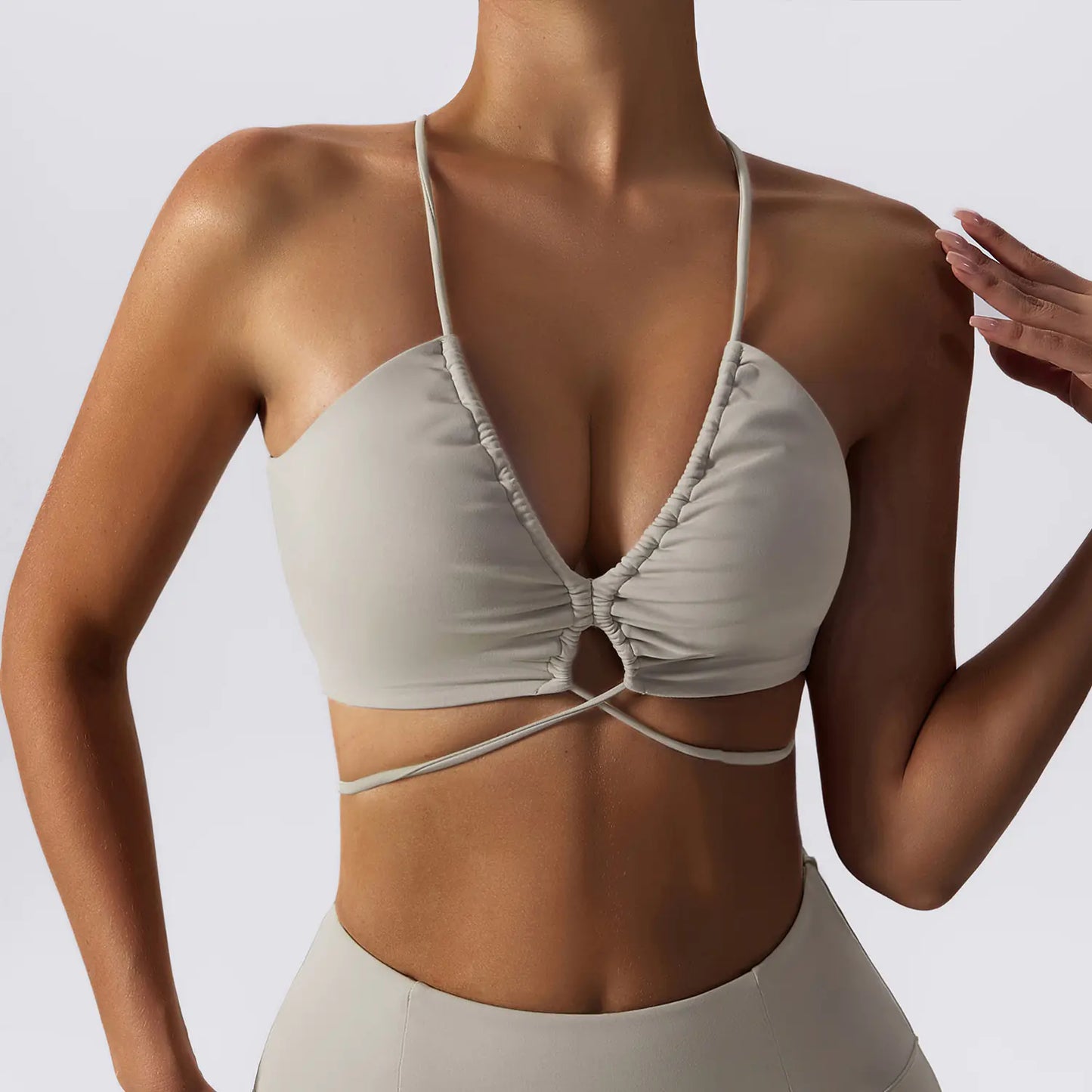 Sexy Strappy Yoga Bra and High-Waisted Leggings Set