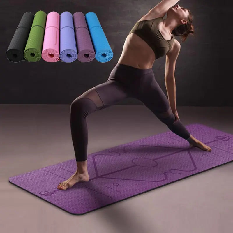 TPE Yoga Mat with Position Lines for Fitness