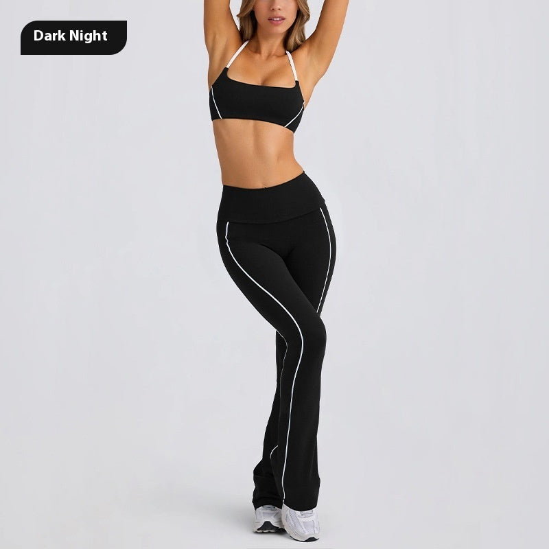 Yoga Clothes Autumn Strap Tube Top Nude Feel Bra Beauty Back Exercise Underwear Running Fitness Female Flared Pants Suit