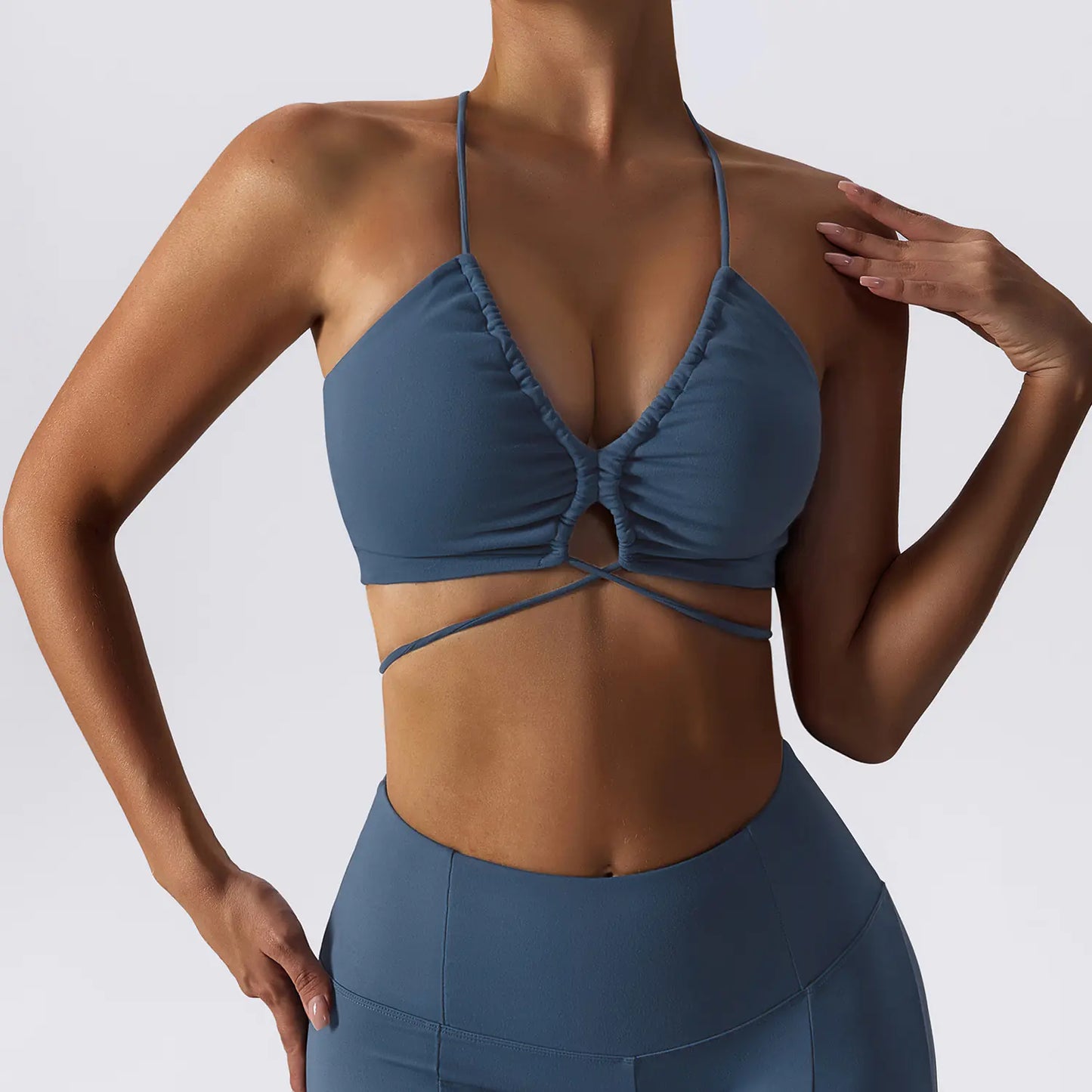 Sexy Strappy Yoga Bra and High-Waisted Leggings Set