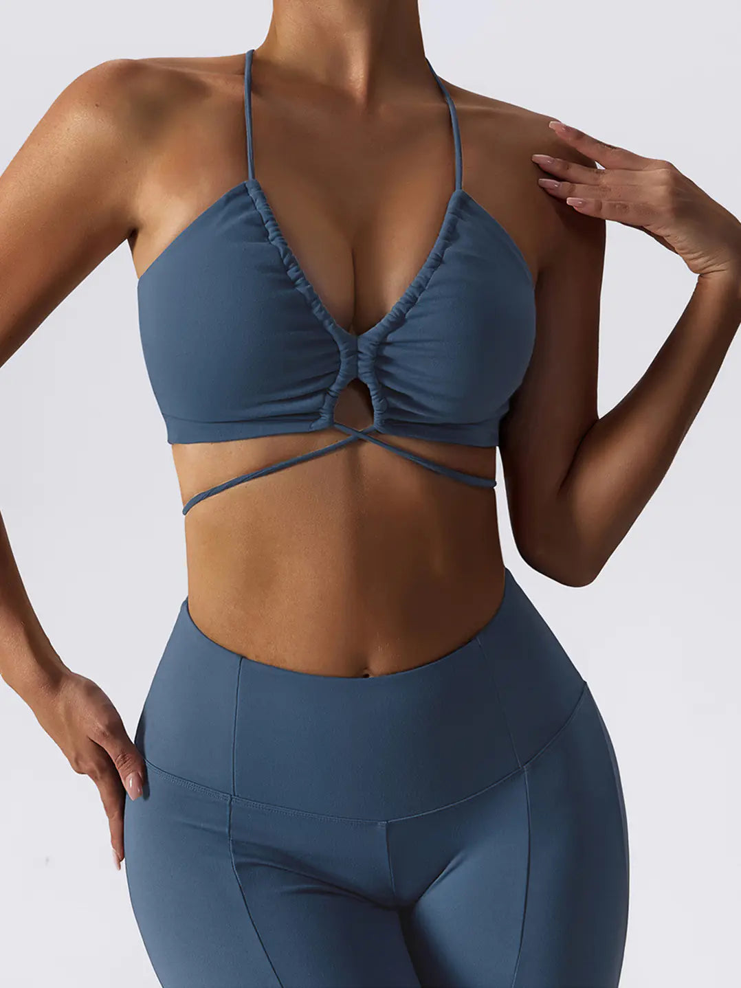 Sexy Strappy Yoga Bra and High-Waisted Leggings Set