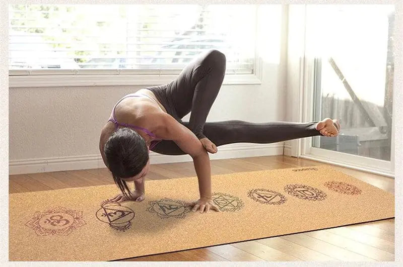 Natural Rubber Yoga Mat TPE with Cork Material