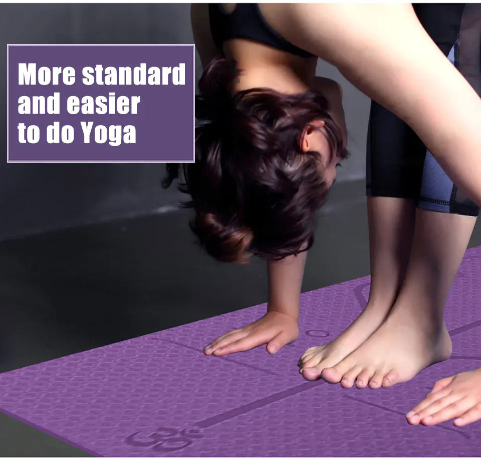 TPE Yoga Mat with Position Lines for Fitness