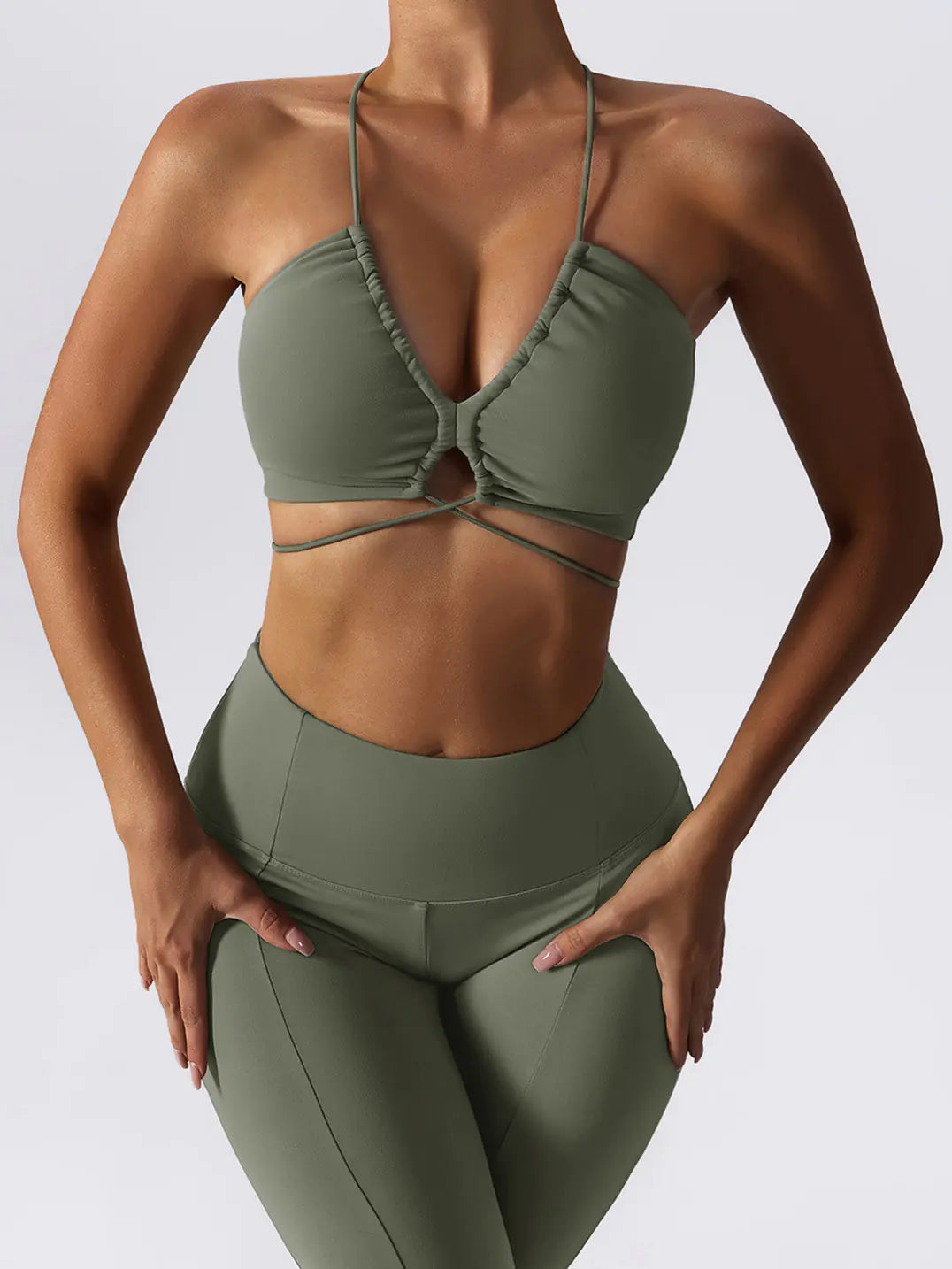 Sexy Strappy Yoga Bra and High-Waisted Leggings Set