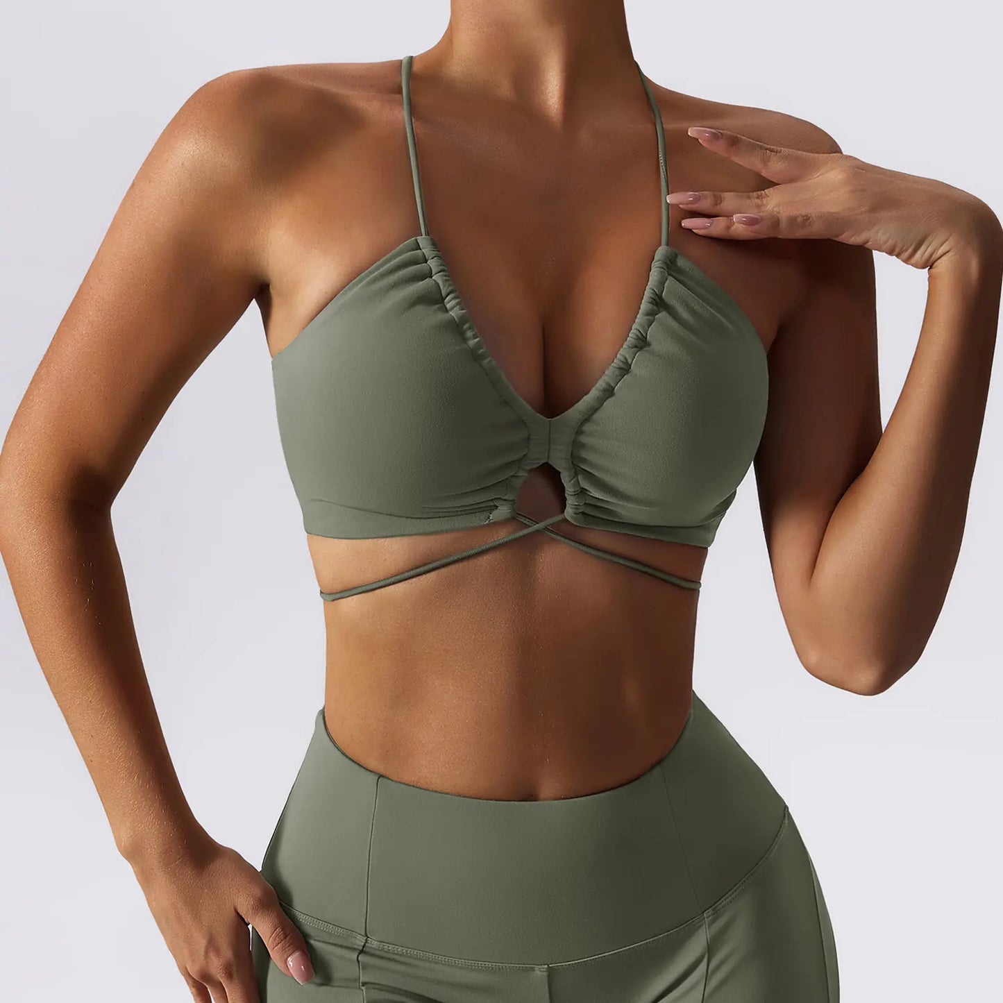 Sexy Strappy Yoga Bra and High-Waisted Leggings Set